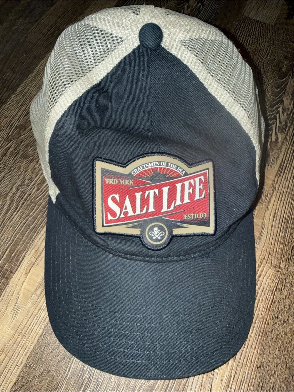 Salt Life Black and Cream Mesh Patch Trucker Hat